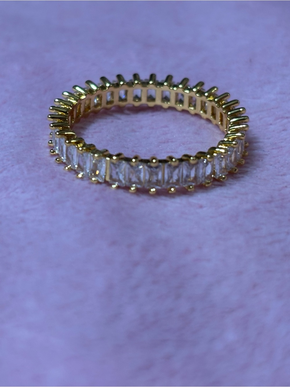 Gold Baguette Eternity Ring with Clear CZ Stones